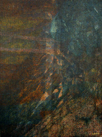 abstract painting of cross hatch layers